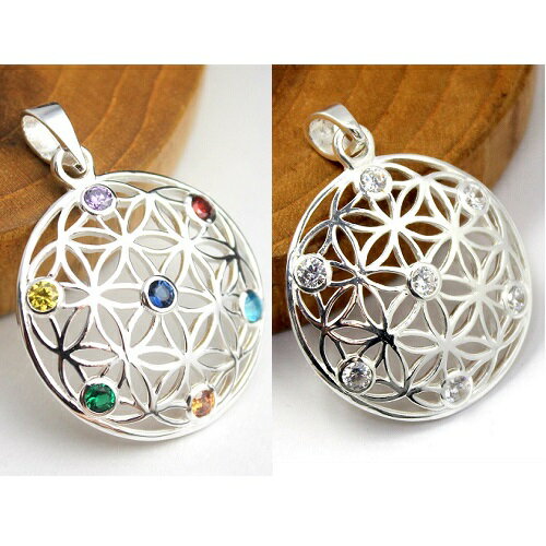 フラワーオブライフ flower of life 神幾何学 生命の花 シルバー925 ペンダントトップ ペンダント レディース メンズ ジルコニア