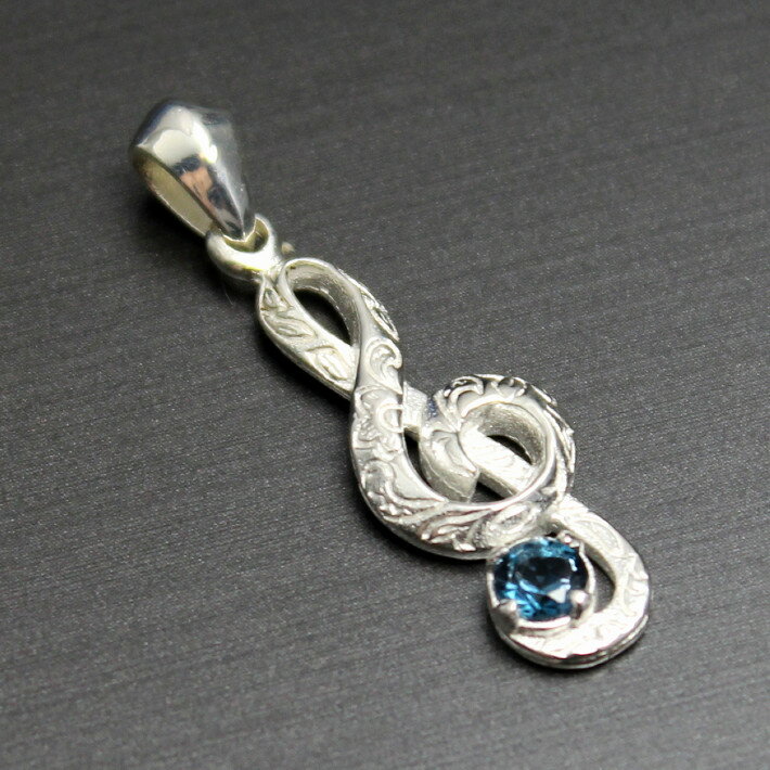 音符 音楽 ト音記号 ミュージシャン ブルートパーズ ロンドンブルートパーズ ペンダント シルバー925 ペンダントトップ レディース メンズ アクセサリー プ...