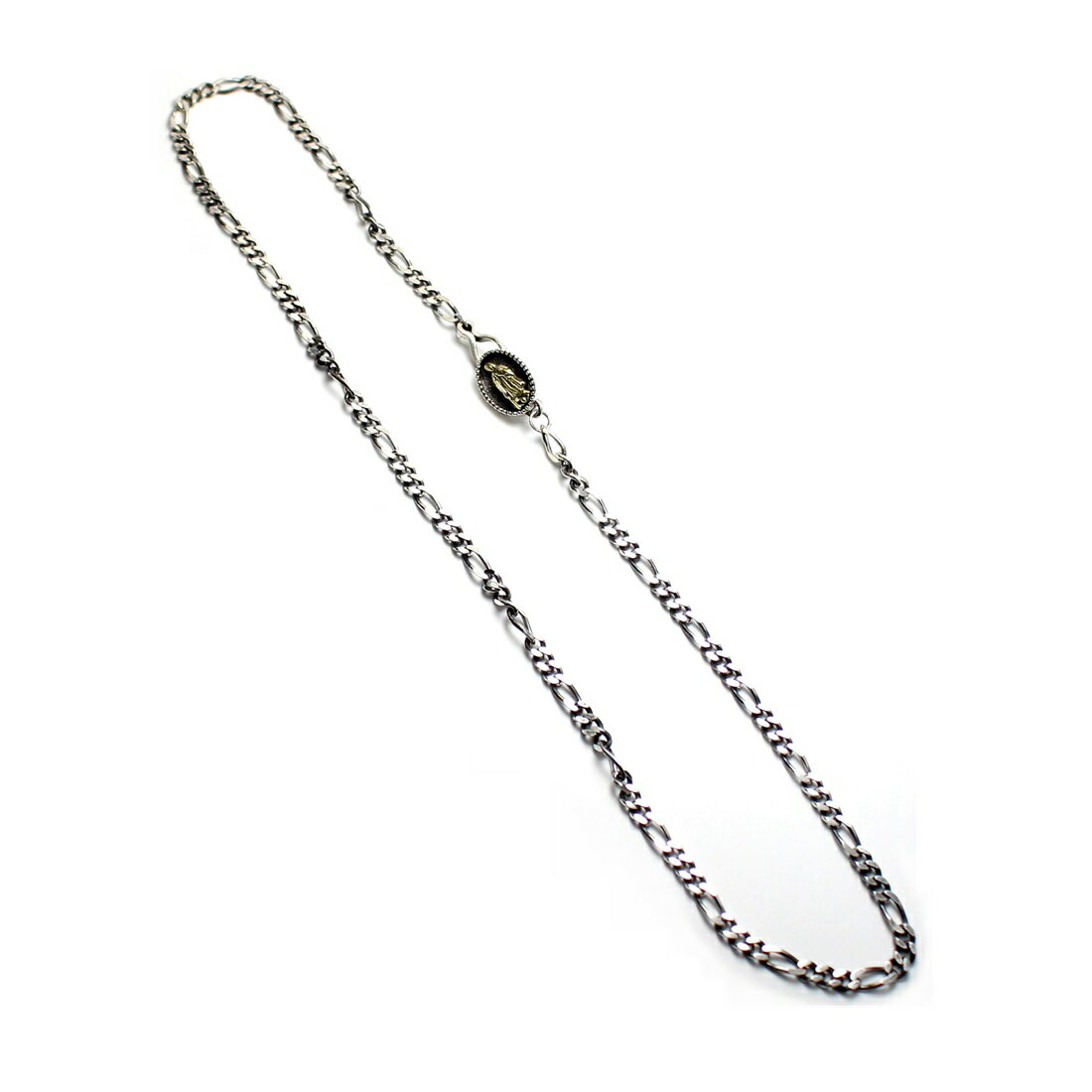 フィガロチェーン goodvibrations グッドバイブレーション グアダルーペの聖母 マリア メキシコ メンズ レディース シルバー925 アクセサリー シルバーネックレス チェーンネックレス プレゼント ギフト お守り 幅4mm 長さ 58cm 53cm 48cm