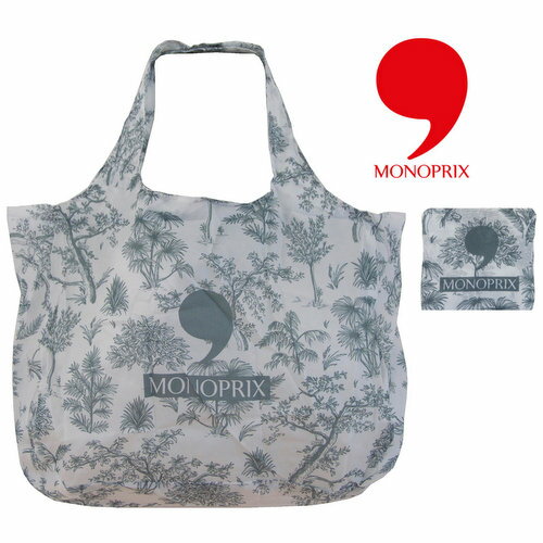 ☆フランス発エコバッグ/日本未入荷☆スーパーモノプリMONOPRIX ショッピングバッグ エコバッグ （Toile de Jouy）リサイクルポリエステル製【ゆうパケット300円、宅配便可】のサムネイル