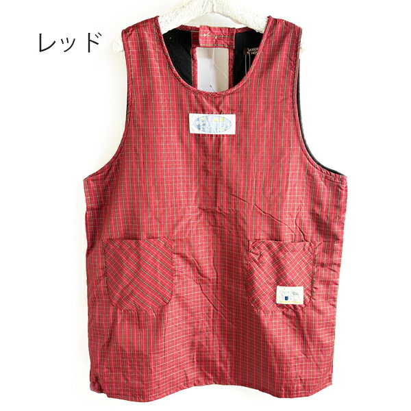 Rakuten - あったかエプロンポリエステル裏フリース素材LL～3Lサイズ　チェックプリントエプロンプレゼントにも最適3044F100LL家事　お仕事　水仕事　ポケット