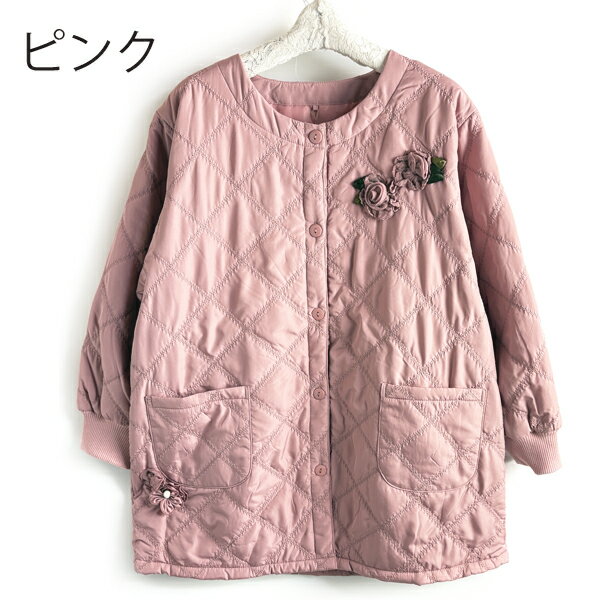 Rakuten - ポリエステル素材中綿入りお花モチーフ付き割烹着　エプロンプレゼントにも最適K-5087家事　お仕事　水仕事　ポケットM〜L