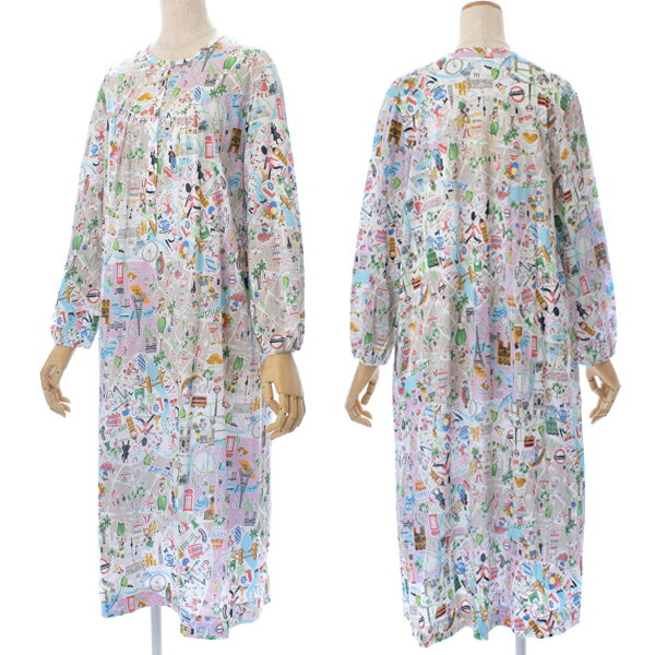 日本製　TUNIC チュニック80双天竺素材リトルワールドシリーズ長袖ネグリジェ半開タイプお部屋着タイプM〜L26247N母の日　プレゼント　お部屋着