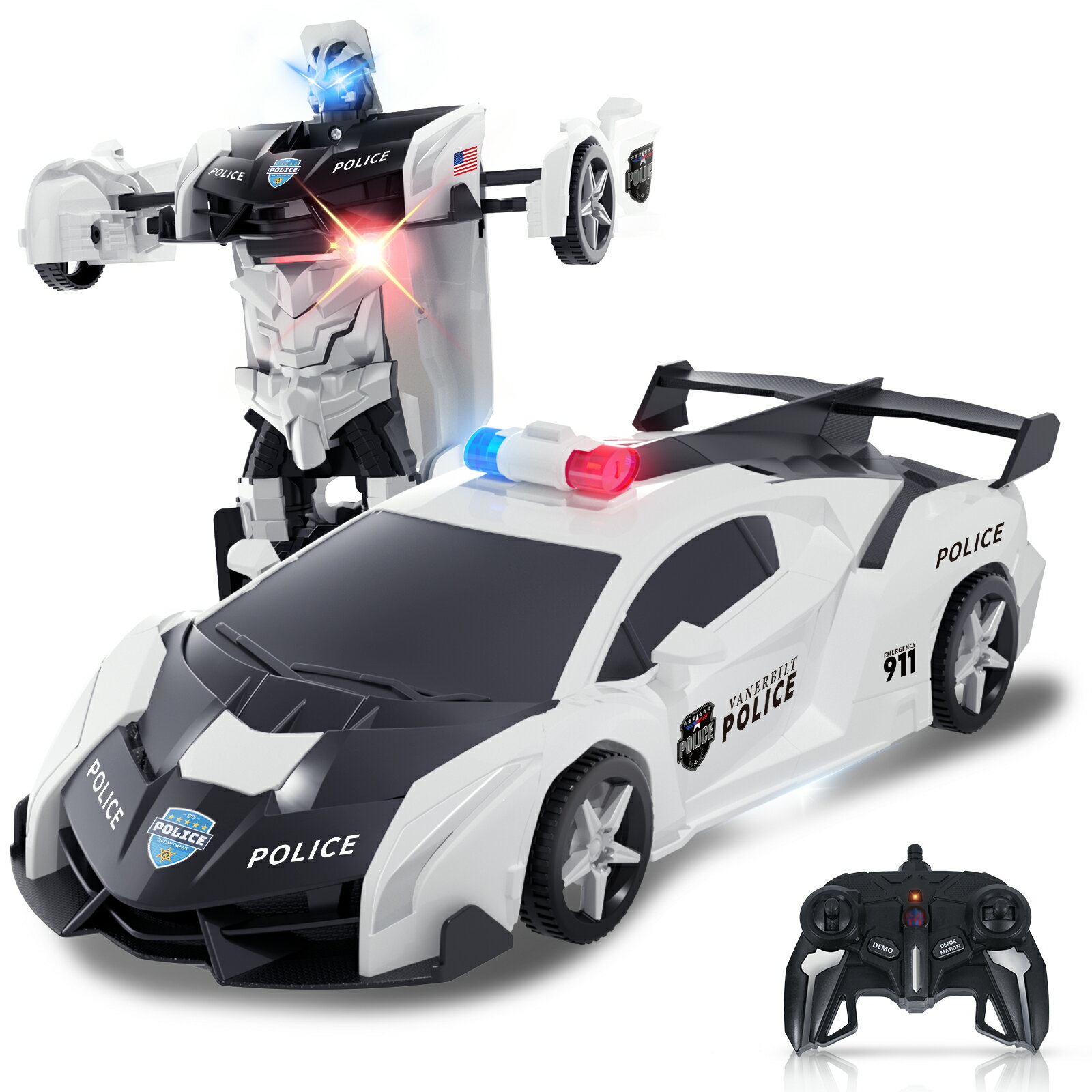 Carox ラジコンカー ラジコン 子供向け LED付き ロボットに変形機能 2in1 デモモード 360°回転 2.4Ghz おもちゃ 小学生 中学生 誕生日...