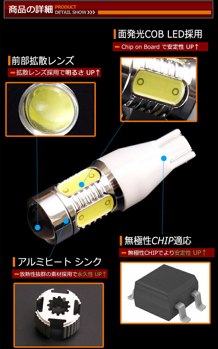 T16 LED バックランプ バルブトヨタ パッソ GC30 H22.2〜 用 ウェッジ球 2個1セット ホワイト 【CAROZE】