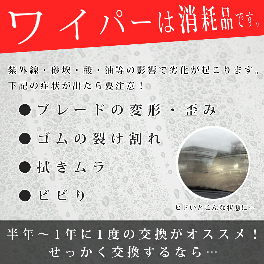 トヨタ イプサム 10 系 15 系 エアロ フラット ワイパー ブレード 左右2本 セット (ゴム付いてます) 3