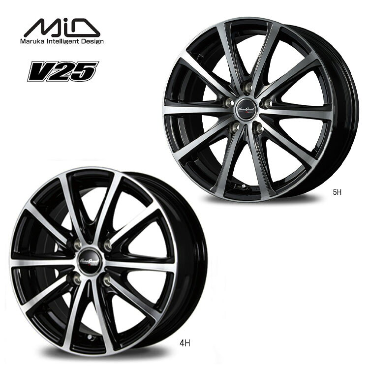 送料無料 エムアイディー ホイール ユーロスピード V25 6.5J-16 +38 5H-114.3 MID WHEELS V25 (16インチ) 5H114.3 6.5J+38 (1本/2本/4本)