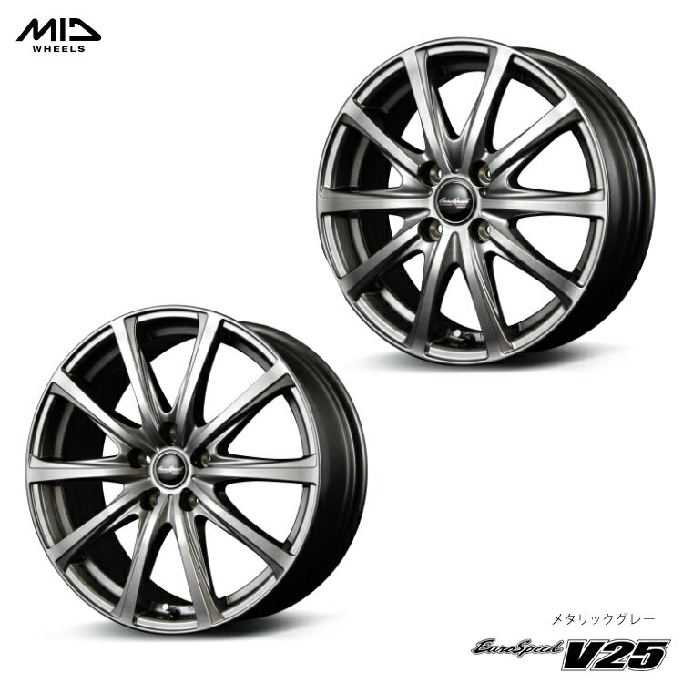 送料無料 エムアイディー ホイール ユーロスピード ブイニーゴー 5.5J-14 +38 4H-100 新品 MID WHEELS EuroSpeed V25 (14インチ) 4H100 5.5J+38 (1本/2本/4本)