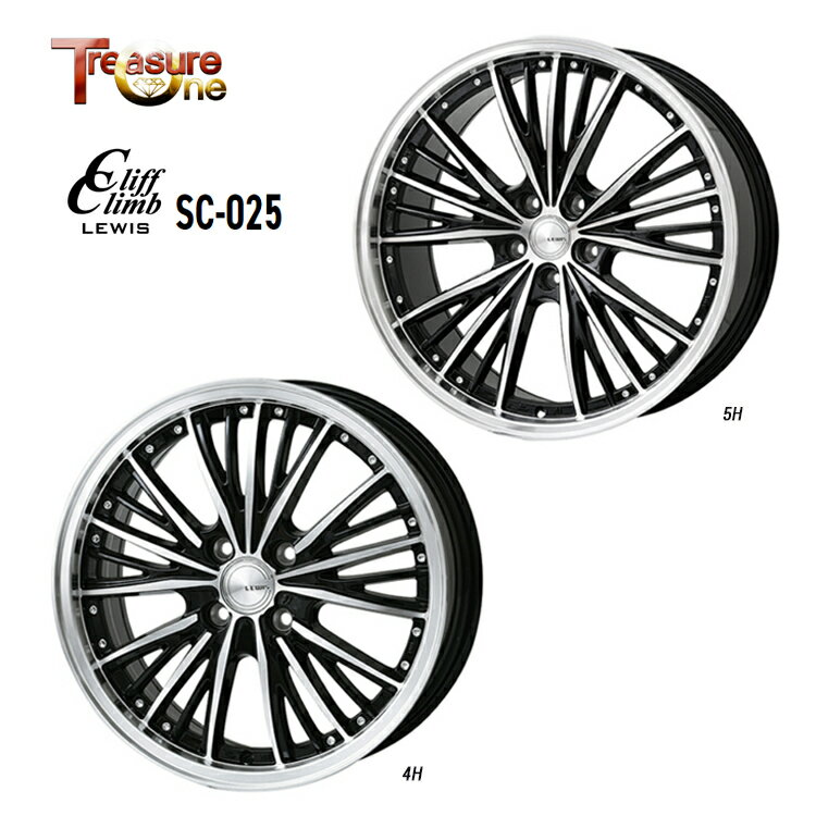 送料無料 トレジャーワン クリフクライム ルイス SC-025 8J-19 +35 5H-114.3 TreasureOne CliffClimb LEWIS SC-025 (BKP) (19インチ) 5H114.3 8J+35 (1本/2本/4本)