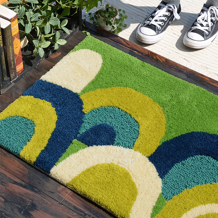 【再入荷待ち受付（8月下旬頃）】 玄関マット 青海波 70×120 cm 洗える 和 北欧 インテリア 日本製 滑り止め オリジナル マット 送料無料