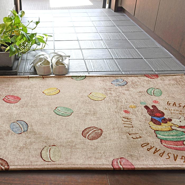 玄関マット マカロン 50×80 cm 洗える 滑り止め リサとガスパール デザイン 送料無料