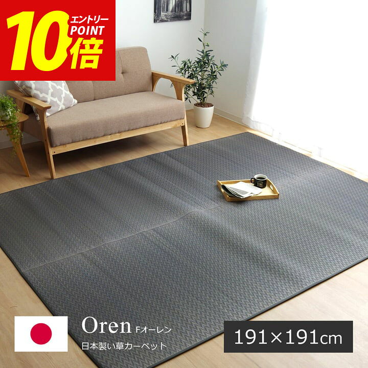 イケヒコ・コーポレーション い草ラグ Fオーレン 191×191cm グレー