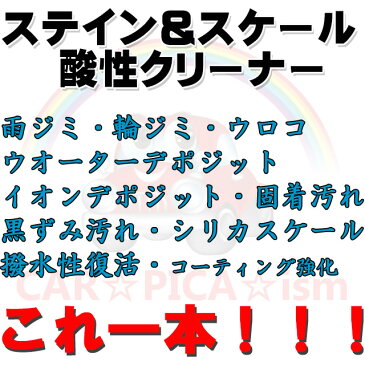 【即納】 ステイン＆スケール酸性クリーナー500ml 【業務用 ウォータースポット除去剤 雨ジミ除去剤 ウロコ除去剤 シリカスケール除去剤 イオンデポジット除去剤 イオンデポジットクリーナー 黒ずみ除去剤 酸性クリーナー 車 業務用】 レッドヘッド