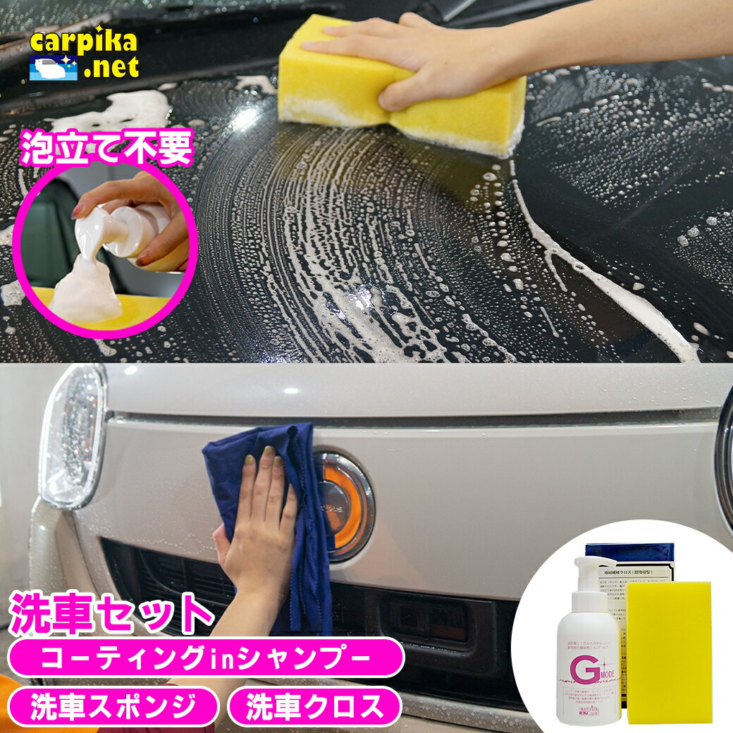 洗車セット 洗車 車 洗車グッズ Gモード500ml コーティングセット 洗車キット 洗車スポンジ カーシャンプー コーティング 泡 撥水 シャンプー カーコーティング 手洗い 油汚れ 水垢 水あか 光沢復元 プロ仕様 クロス タオル 拭き上げ 吸水