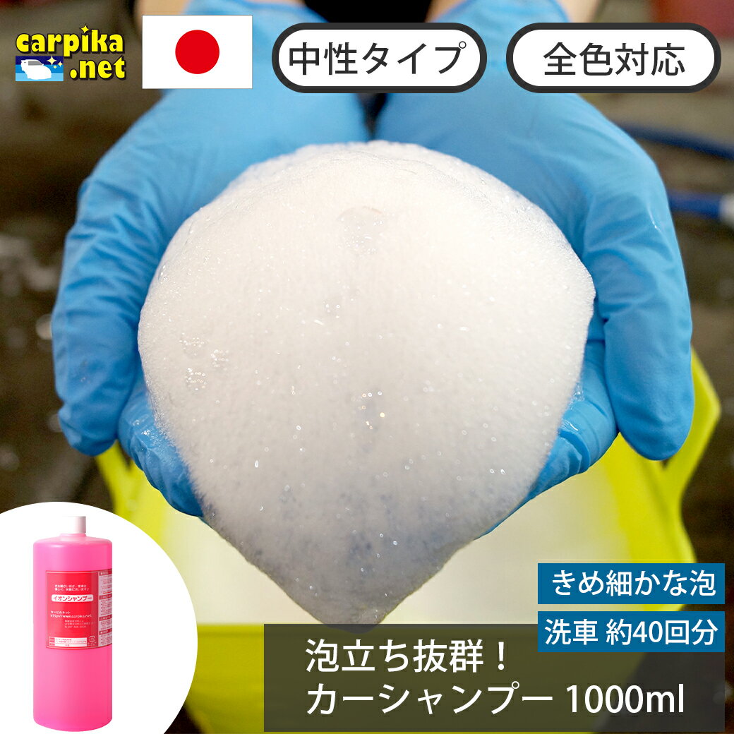 洗車 イオンシャンプー 1L 1000ml 希釈 50倍 カーシャンプー コーティング 泡 強力 撥水 洗車傷 シャンプー カーコーティング 中性 手洗い 油汚れ 水垢 水あか プロ仕様 メンテナンス 洗車 全色対応 カーワックス 日本製 洗車用品 カーピカネット 車 1