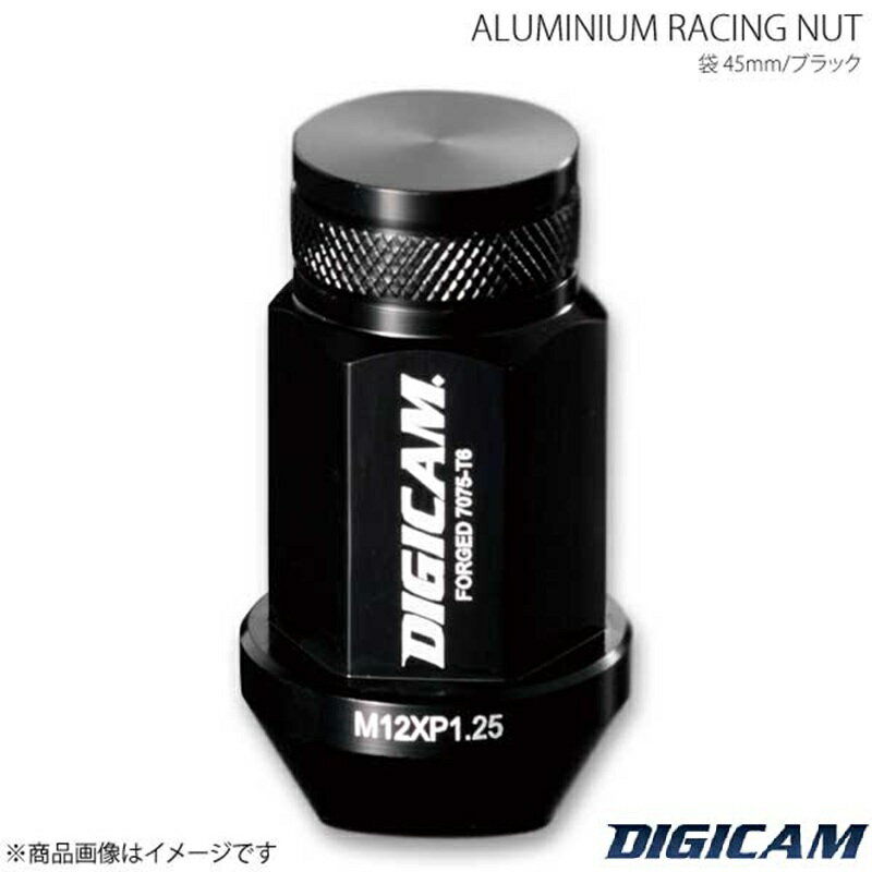 DIGICAM デジキャン アルミレーシングナット 袋タイプ P1.25 19HEX 45mm ブラック 16本入 イグニス FF21S H28/2〜 AN6F4512BK-DC16