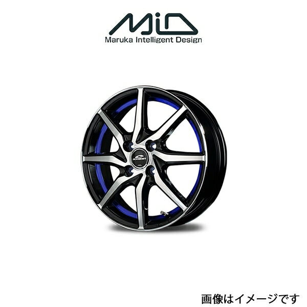 MID シュナイダー RX810 アルミホイール 4本 コルト Z20A系(15×5.5J 4-100 INSET45 ブラックポリッシュ/アンダーカットブルー)SCHNEIDER RX810