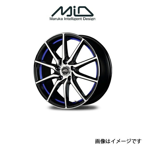 MID シュナイダー RX810 アルミホイール 1本 デリカD:5 CV5W(18×7J 5-114.3 INSET48 ブラックポリッシュ/アンダーカットブルー)SCHNEIDER RX810