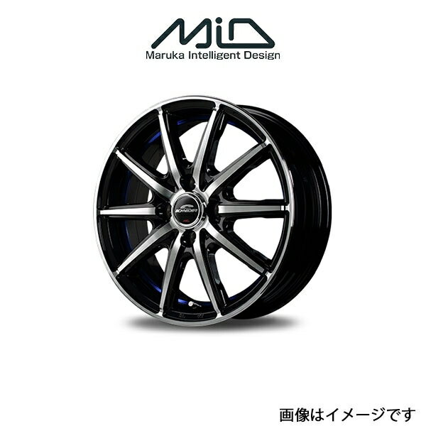 MID シュナイダー SX 2 アルミホイール 1本 オッティ 91系(14×4.5J 4-100 INSET45 ブラックポリッシュ+アンダーカットブルークリア)SCHNEIDER SX 2