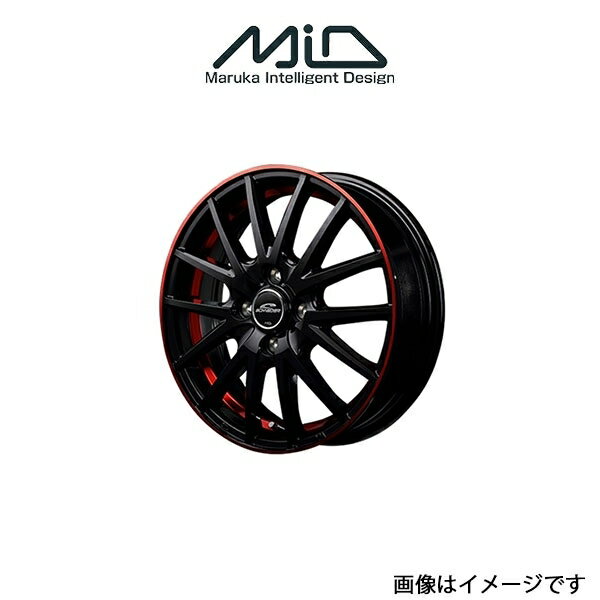 MID シュナイダー RX27 アルミホイール 1本 フィットハイブリット GP系(15×5.5J 4-100 INSET43 ブラック/レッドクリア)SCHNEIDER RX27