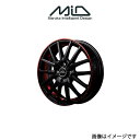 MID シュナイダー RX27 アルミホイール 1本 ポルテ 140系(15×5.5J 4-100 INSET43 ブラック/リム&アンダーカットポリッシュ+レッドクリア—)SCHNEIDER RX27