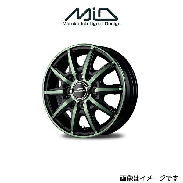 MID シュナイダー RX10-K アルミホイール 1本 ミラアヴィ L250/L260(14×4.5J 4-100 INSET45 ブラックポリッシュ/ミルキーグリーンクリア)SCHNEIDER RX10-K