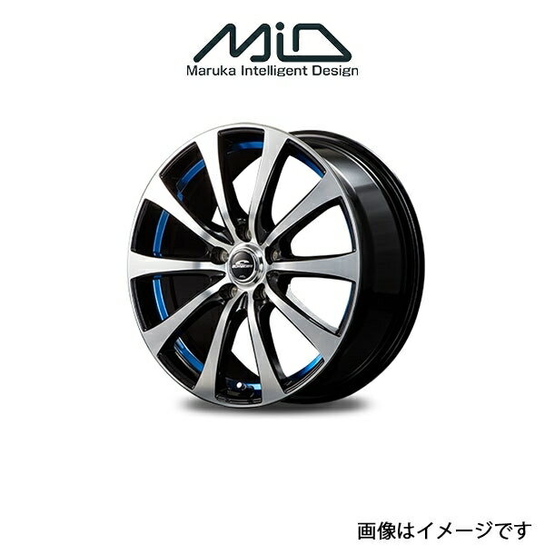 MID シュナイダー RX 01 アルミホイール 4本 フィットハイブリット GP系(15×5.5J 4-100 INSET43 ブラックポリッシュ/アンダーカットブルー)SCHNEIDER RX 01