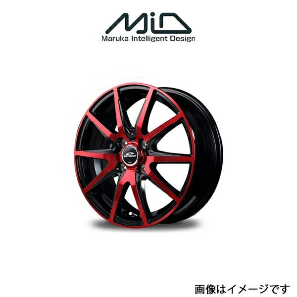 MID シュナイダー DR02 アルミホイール 4本 ミラジーノ L650/L660(14×4.5J 4-100 INSET45 ブラックポリッシュ+レッドクリア)SCHNEIDER DR 02