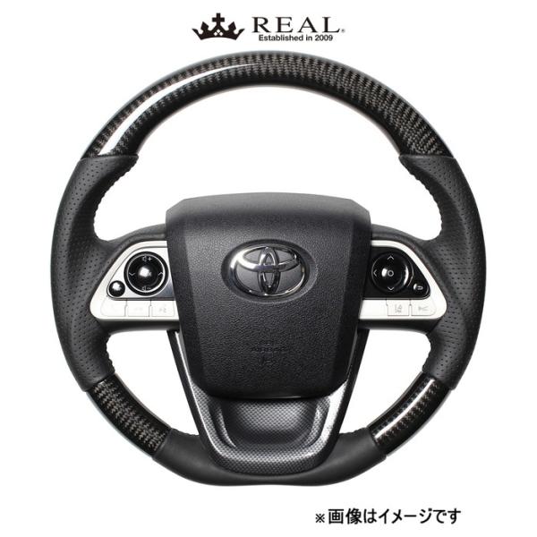 レアル ステアリング オリジナルシリーズ ステアリング+アンダーパッド(ブラックカーボン)プリウスPHV 50系 50-BKC-BK-BKT REAL