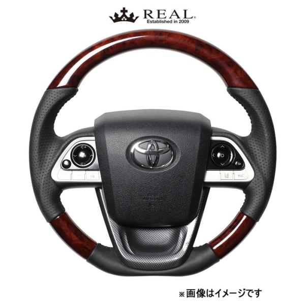 レアル ステアリング オリジナルシリーズ ステアリング+アンダーパッド(ブラウンウッド)MIRAI 10系 50-BRW-BK-BKT REAL