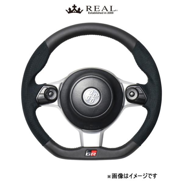 レアル ステアリング オリジナルシリーズ エンブレムタイプ(ブラックレザー&ブラックウルトラスエード)BRZ ZC6 GRM-ALC-SL REAL
