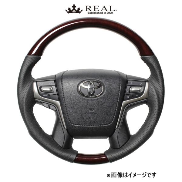 レアル ステアリング オリジナルシリーズ ラウンドシェイプ(56ブラウンウッド)アルファード 30系 H30-BRW-BK REAL