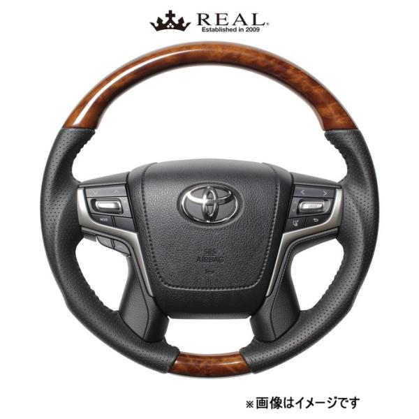 レアル ステアリング オリジナルシリーズ ラウンドシェイプ(42ブラウンウッド)ヴェルファイア 30系 H30-LBW-BK REAL