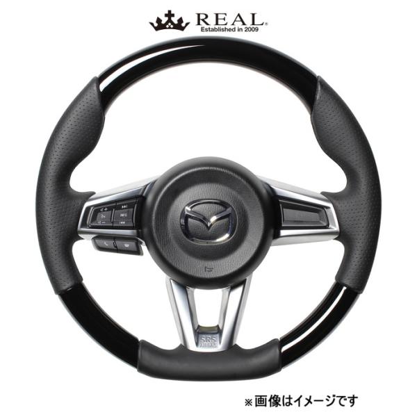 レアル ステアリング オリジナルシリーズ ガングリップ小径(ピアノブラック)ロードスターRF NDERC MZC-PBW-BK REAL