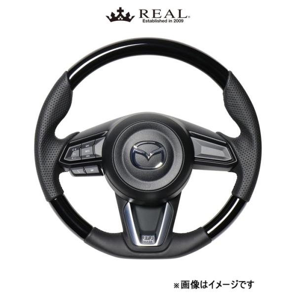 レアル ステアリング オリジナルシリーズ(ピアノブラック)デミオ DJ MZD-PBW-BK REAL