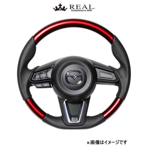 レアル ステアリング オリジナルシリーズ(パールレッド)デミオ DJ MZD-RDW-BK REAL
