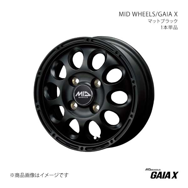 MID WHEELS/ガイアX アルミホイール1本【12×4.00B 4-100 INSET42 BKK】MID WHEELS/GAIA X D97624043342030N×1