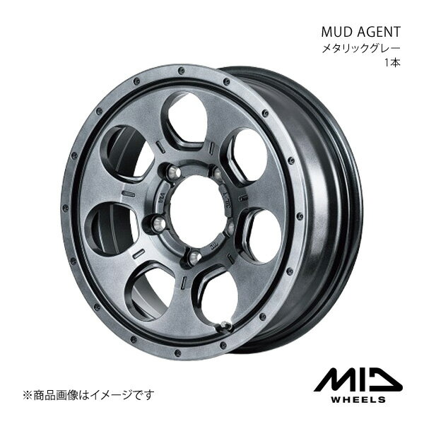 MID WHEELS/MUD AGENT ジムニー 23系 アルミホイール1本【16×5.5J 5-139.7 INSET22 メタリックグレー】