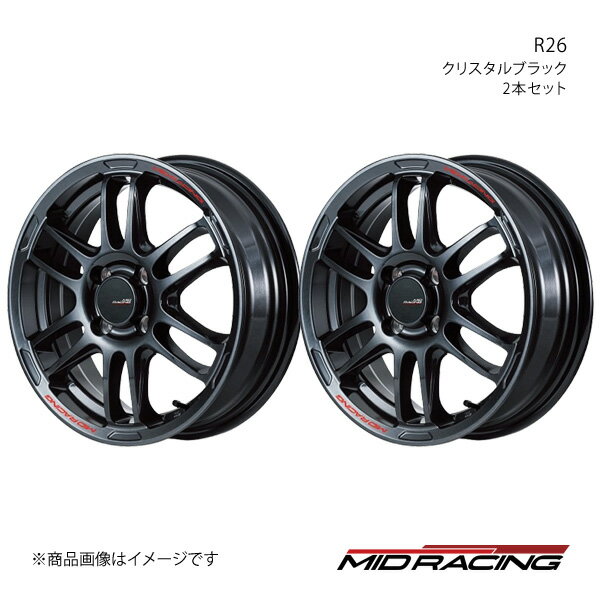 MID RACING/R26 ミラ イース 300/310系 アルミホイール2本セット【15×5.0J 4-100 INSET45 クリスタルブラック】