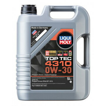 リキモリ エンジンオイル. トップテック4310 SAE 0W-30 ACEA：C2 容量:5リットル (LIQUI MOLY. Top Tec 4310) 北海道.沖縄.離島は出荷不可