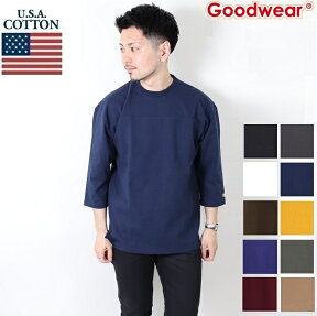 GOOD WEAR グッドウェア 7分袖 七分袖 フットボール tシャツ メンズ レディース 無地 goodwear 丸首 カットソー 7.0oz 肉厚 インナー ロンT クルーネック ドロップショルダー 2509