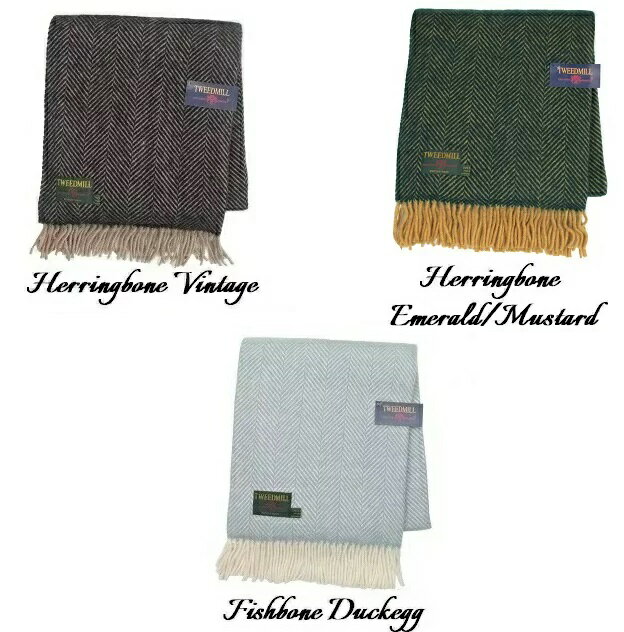 ツイードミル ブランケット Tweedmill Fishbone Herringbone ストール 大判ストール ラグ KNEE RUG ピュアウール100%