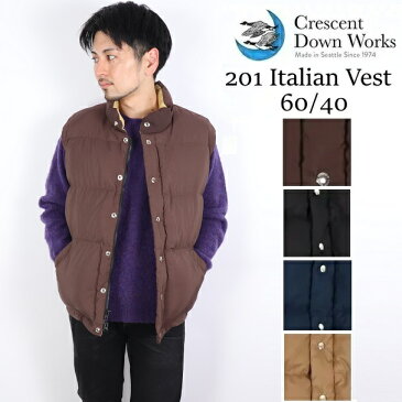 (初売りセール) クレセントダウンワークス CRESCENT DOWN WORKS ダウンベスト 2020FW ダウン 60/40 ITALIAN VEST アメリカ製 米国製 防寒 201 ネイビー メンズ ダウンジャケット グースダウン