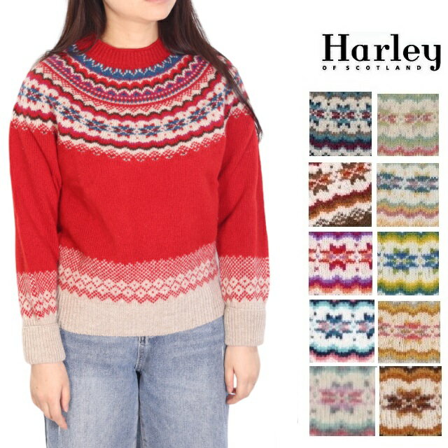 ハーレーオブスコットランド フェアアイル Harley of scotland レディース ノルディック 2023fw クルーネック CREW NECK SWEATER ニット セーター 雪柄 NOR’EASTERLY　L4859