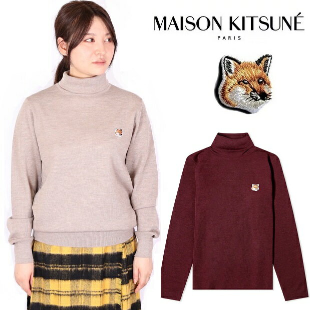 メゾンキツネ タートル ニット MAISON KITSUNE セーター HM00508KT1036 レディース タートルネック ハイネック ウール 長袖 ニット BEIGE-MELANGE レディース メンズのサムネイル