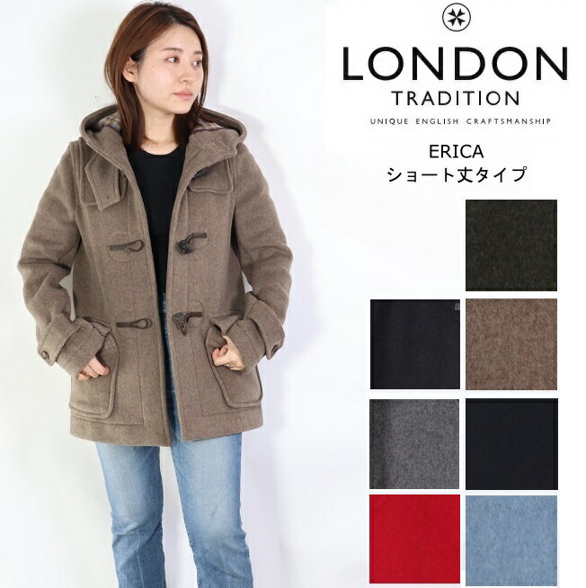 ロンドントラディション LONDON TRADITION ショート ダッフルコート ERICA 68cm LT60 ショート丈 ウール チェック アウター レディース メルトン コート イギリス製