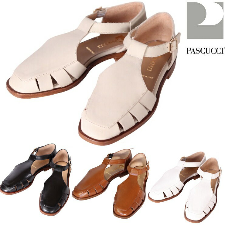 PASCUCCI パスクッチ グルカサンダル サンダル レディース シューズ レザー 7432−SMART イタリア製 フラット 本革フラットヒール バックル グルカシューズ メッシュのサムネイル