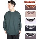 楽天Carre 楽天市場店GOOD WEAR グッドウェア ロンt 長袖 リンガーtシャツ ラインリブ メンズ レディース 無地 goodwear 丸首 カットソー 7.0oz 肉厚 インナー クルーネック ドロップショルダー 2W7-13207