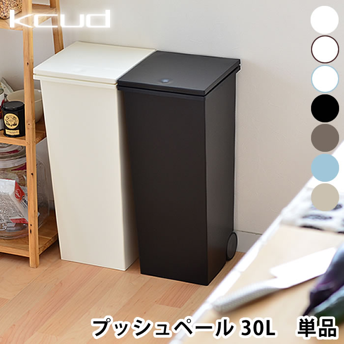 ゴミ箱 クード kcud スクエア プッシュペール ごみ箱 ダストボックス おしゃれ 屋外 ふた付き スリム 分別 キッチン 北欧 30リットル　キャスター付き ペール ダストボックス 蓋付きゴミ箱 ふたつき 蓋つきゴミ箱 リビング 白 シンプル フタ付き carro