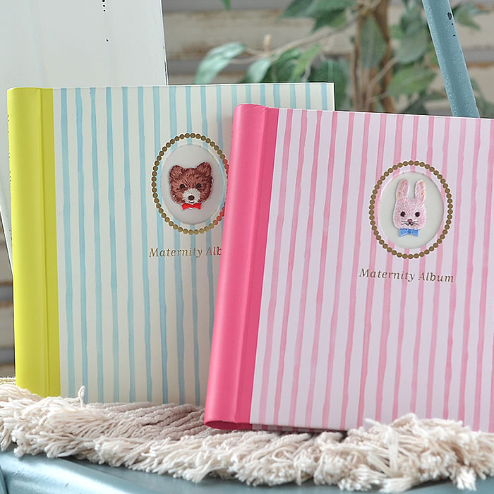 【12月1日はポイント最大10倍祭!】マタニティアルバム アニマル刺繍 エコー写真 超音波 ベビーアルバム リング綴じ ポケットアルバム L判 デコレーションシ...